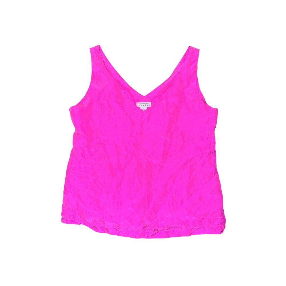 Vintage 90s Express Compagnie Internationale 100% Silk Tank Top hot Pink Large